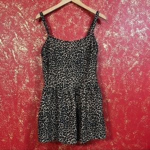 SUN STREAK Vintage Y2K Animal Print One Piece Pad Swimming Bathing Suit Dress 16